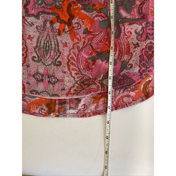 Womens CAbi Top Sleeveless Lined Silky Tunic Blouse Abstract Pink Orange Small - Picture 5 of 10